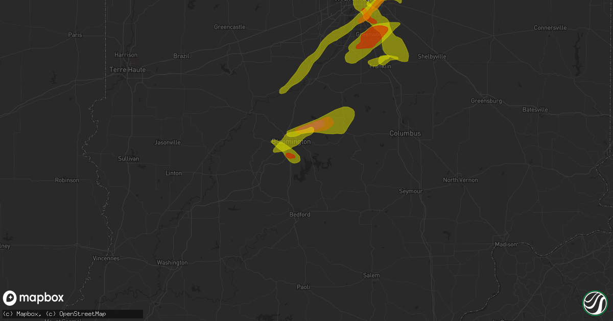 Hail map in Bloomington, IN on October 1, 2009