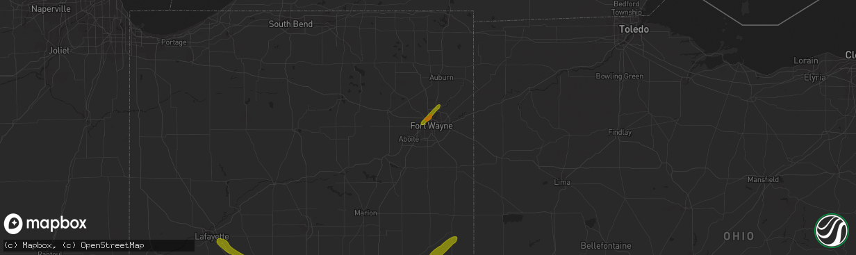 Hail map in Fort Wayne, IN on October 1, 2009