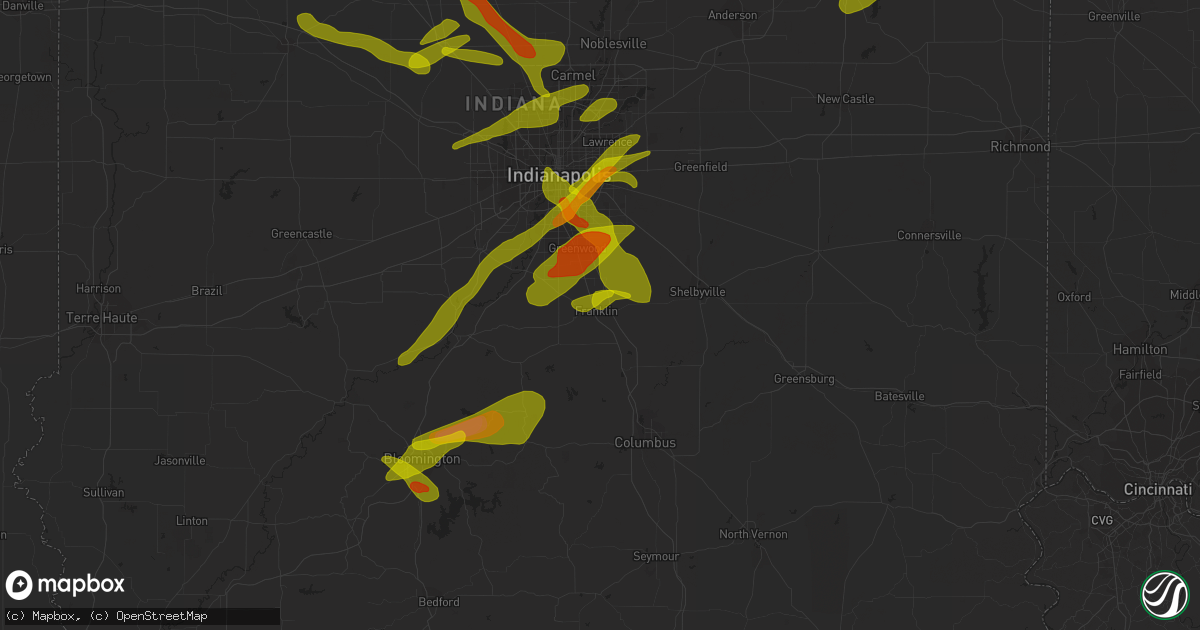 Hail map in Franklin, IN on October 1, 2009