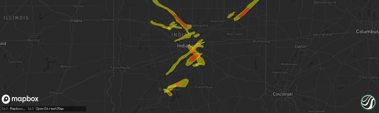 Hail map in Greenwood, IN on October 1, 2009