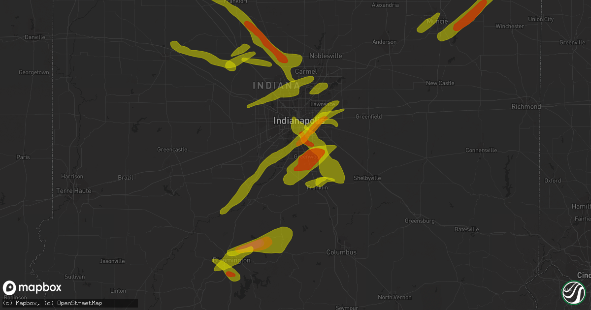 Hail map in Greenwood, IN on October 1, 2009
