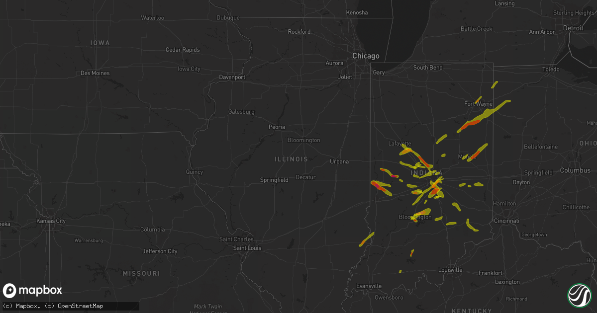 Hail map in Illinois on October 1, 2009
