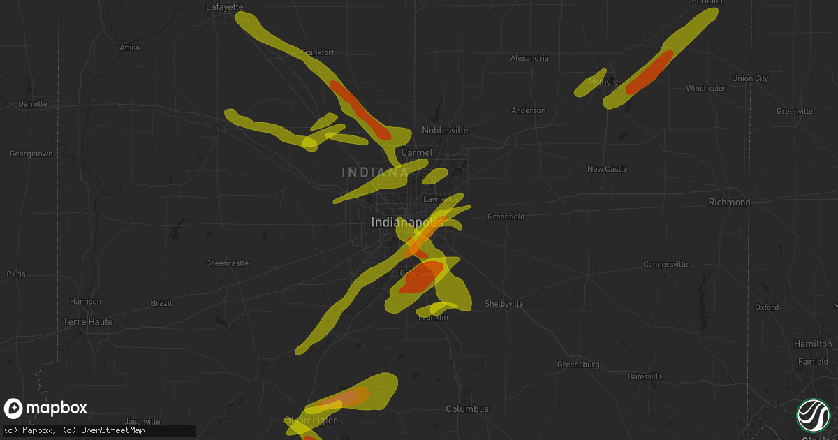 Hail map in Indianapolis, IN on October 1, 2009