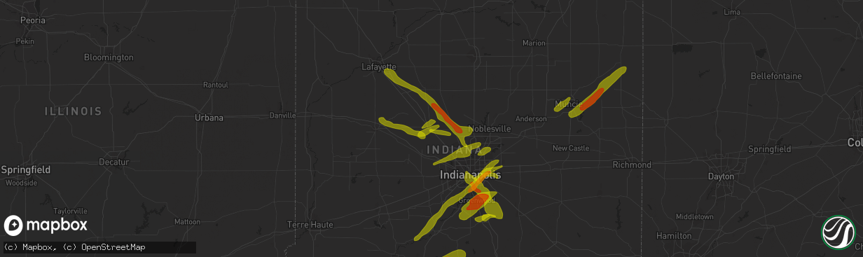 Hail map in Lebanon, IN on October 1, 2009