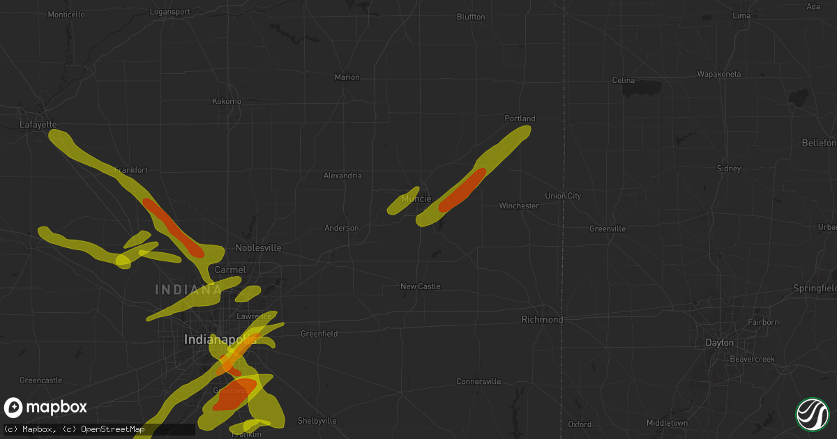 Hail map in Muncie, IN on October 1, 2009