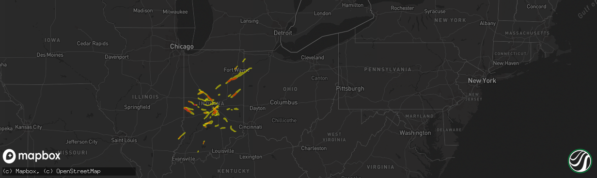 Hail map in Ohio on October 1, 2009