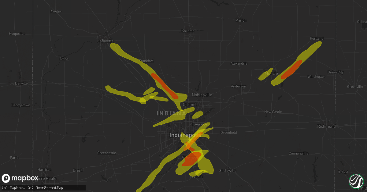 Hail map in Westfield, IN on October 1, 2009