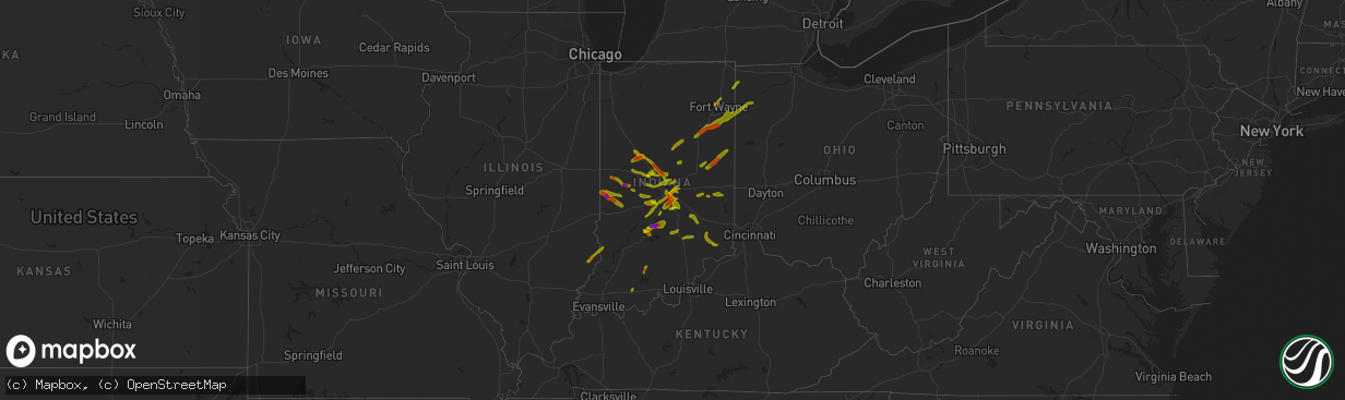 Hail map on October 1, 2009