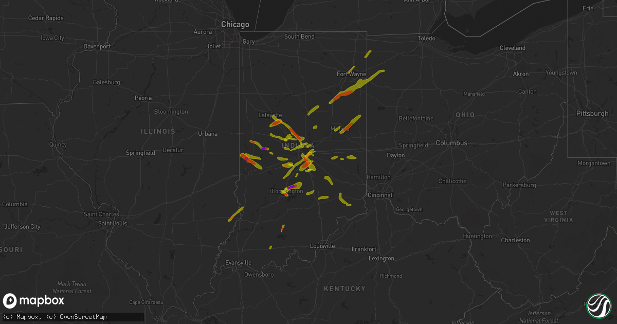 Hail map on October 1, 2009