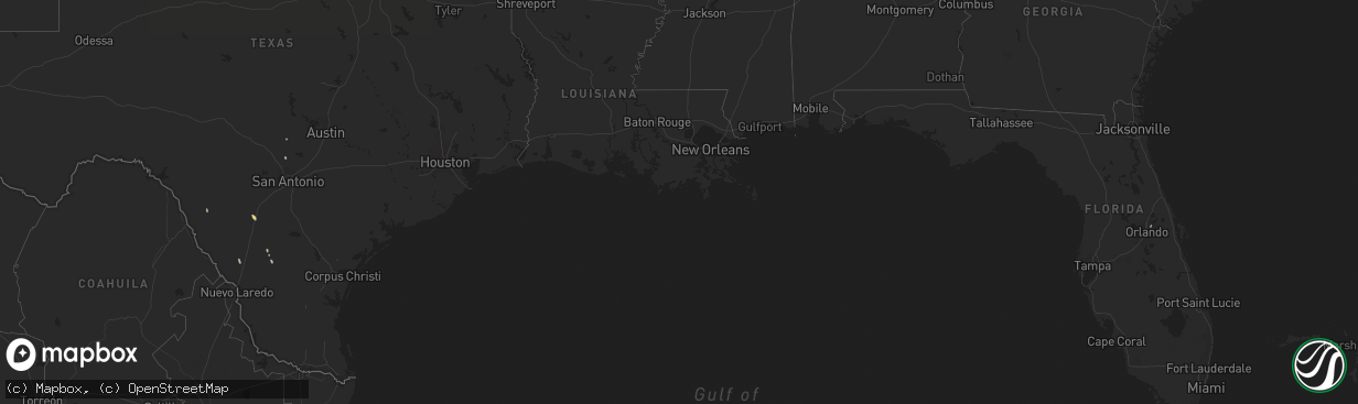 Hail map in Florida on October 1, 2012