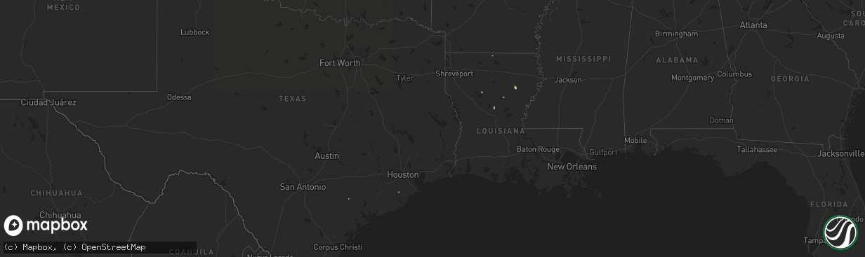 Hail map in Louisiana on October 1, 2013