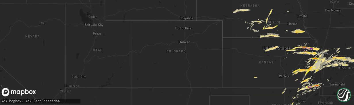 Hail map in Colorado on October 1, 2014