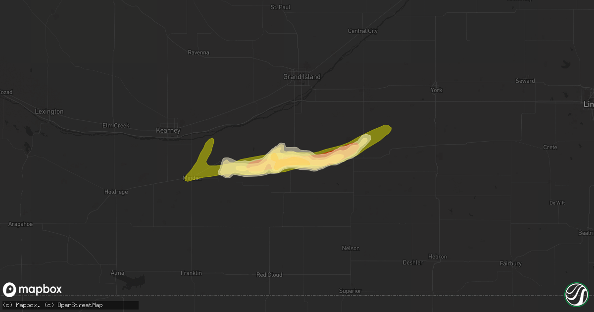 Hail map in Hastings, NE on October 1, 2014