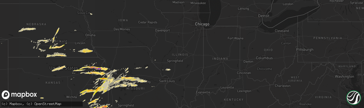 Hail map in Illinois on October 1, 2014