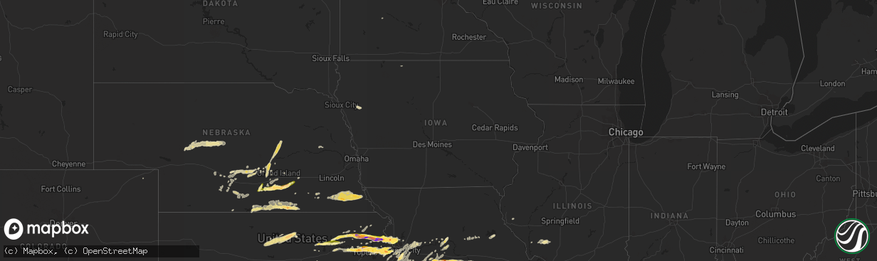 Hail map in Iowa on October 1, 2014