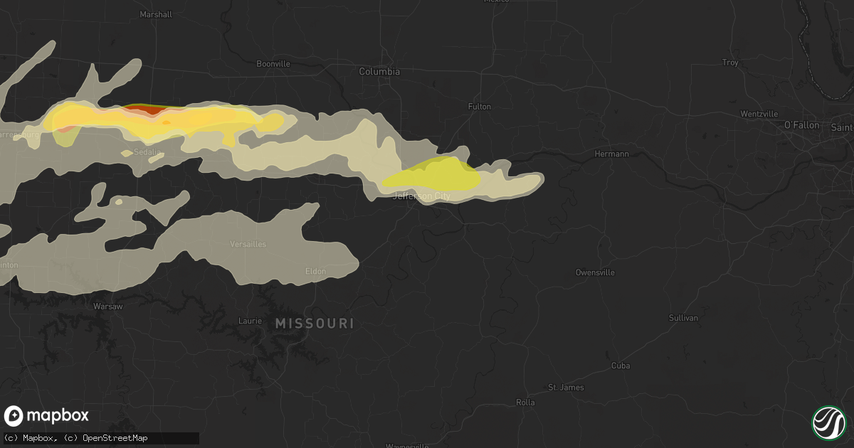 Hail map in Jefferson City, MO on October 1, 2014