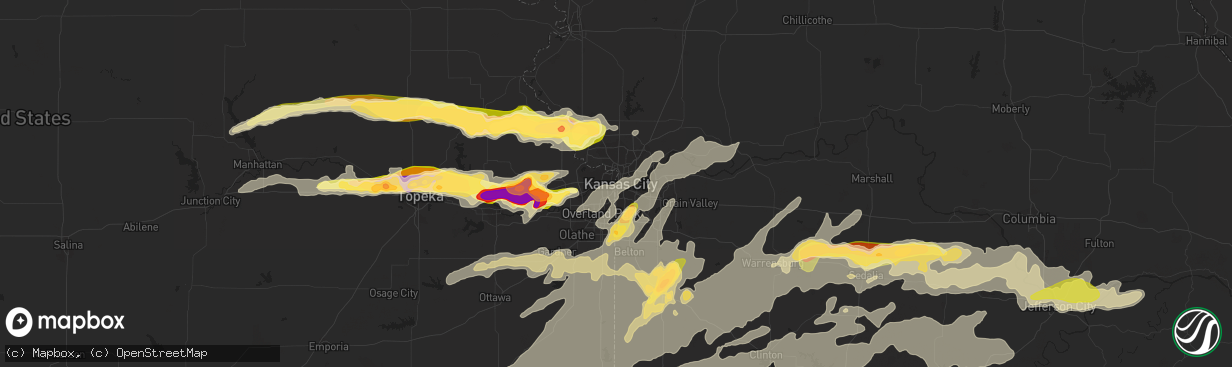 Hail map in Kansas City, MO on October 1, 2014