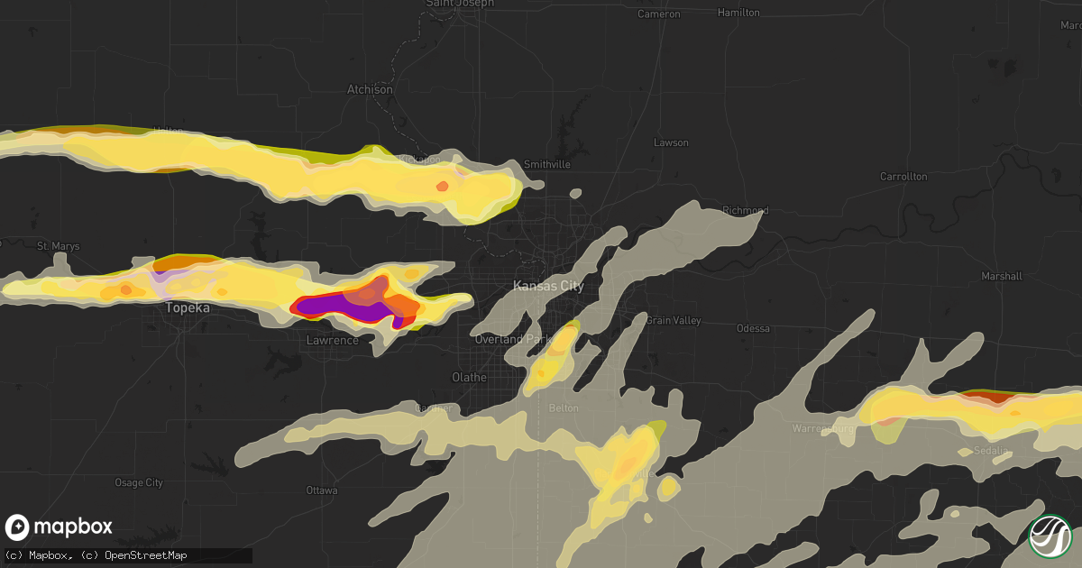 Hail map in Kansas City, MO on October 1, 2014