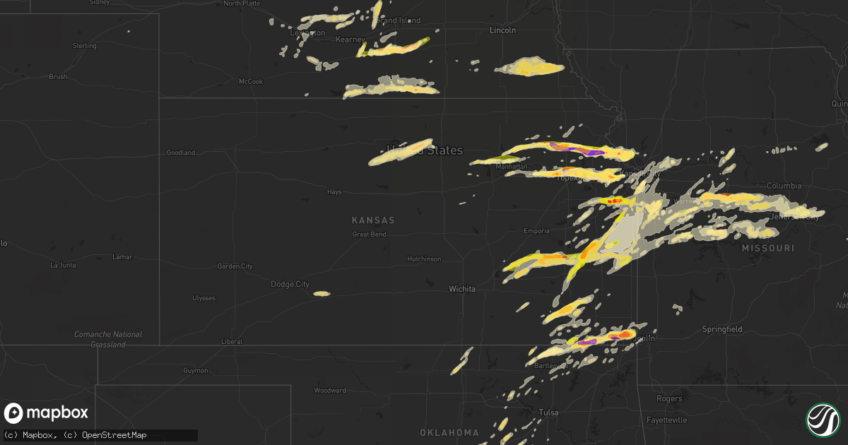 Hail map in Kansas on October 1, 2014
