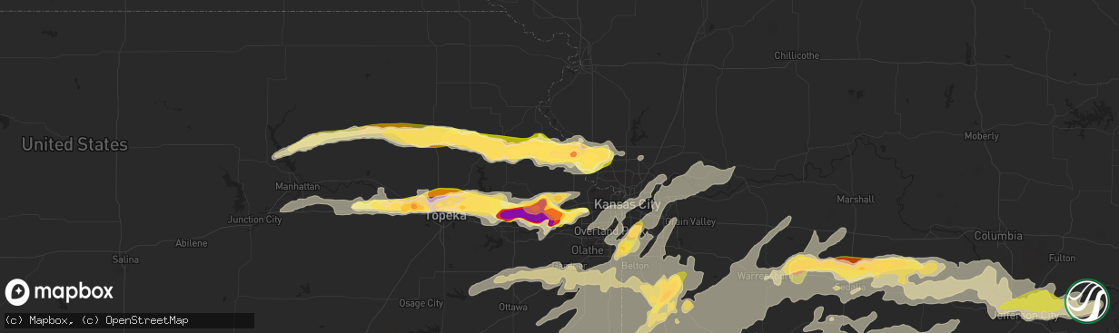 Hail map in Leavenworth, KS on October 1, 2014