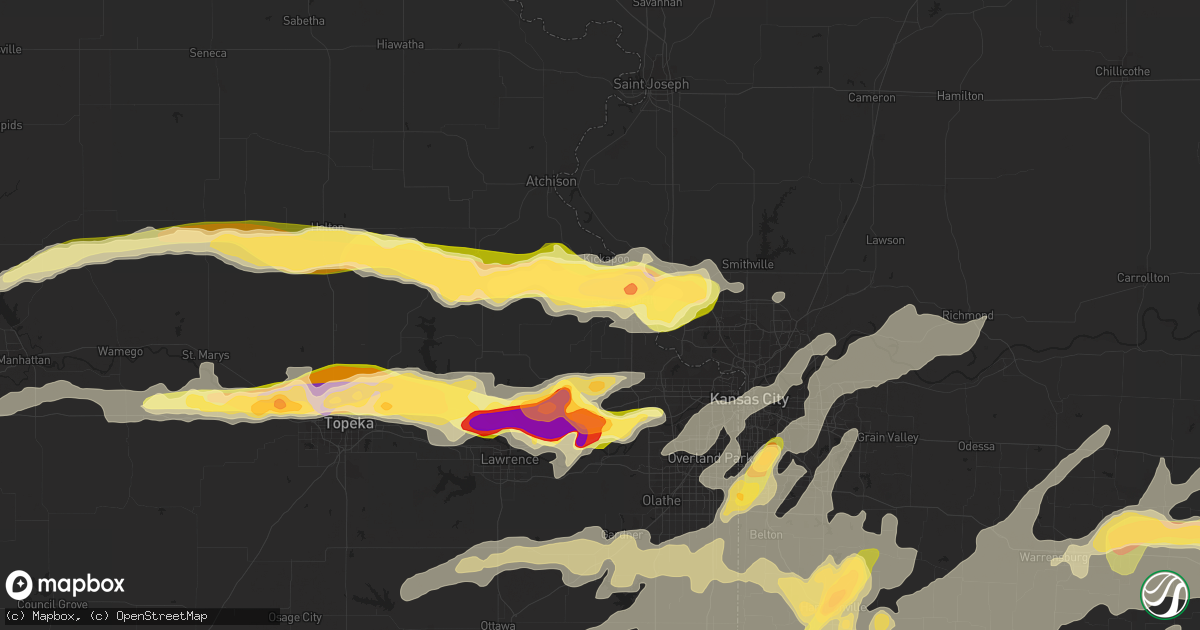 Hail map in Leavenworth, KS on October 1, 2014
