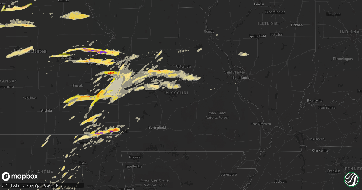 Hail map in Missouri on October 1, 2014