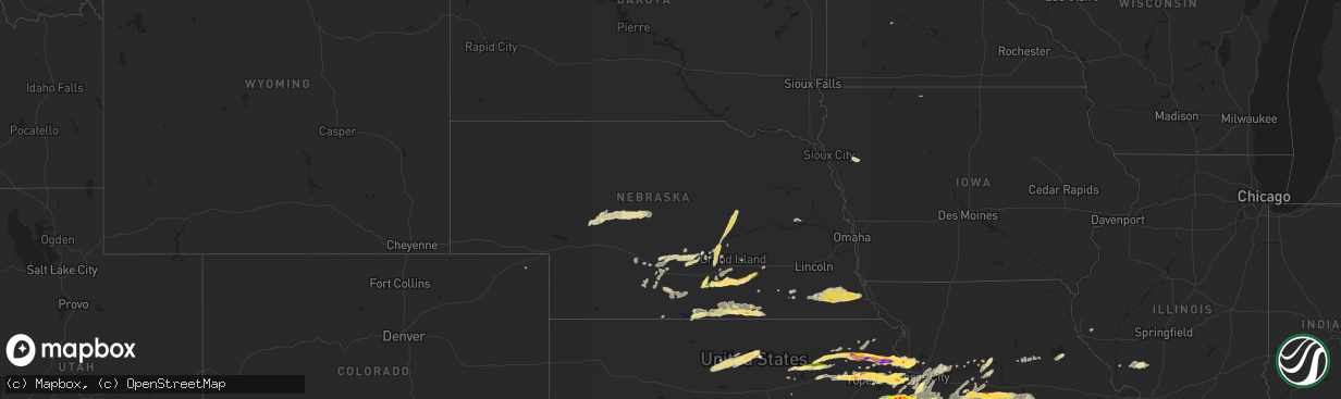 Hail map in Nebraska on October 1, 2014