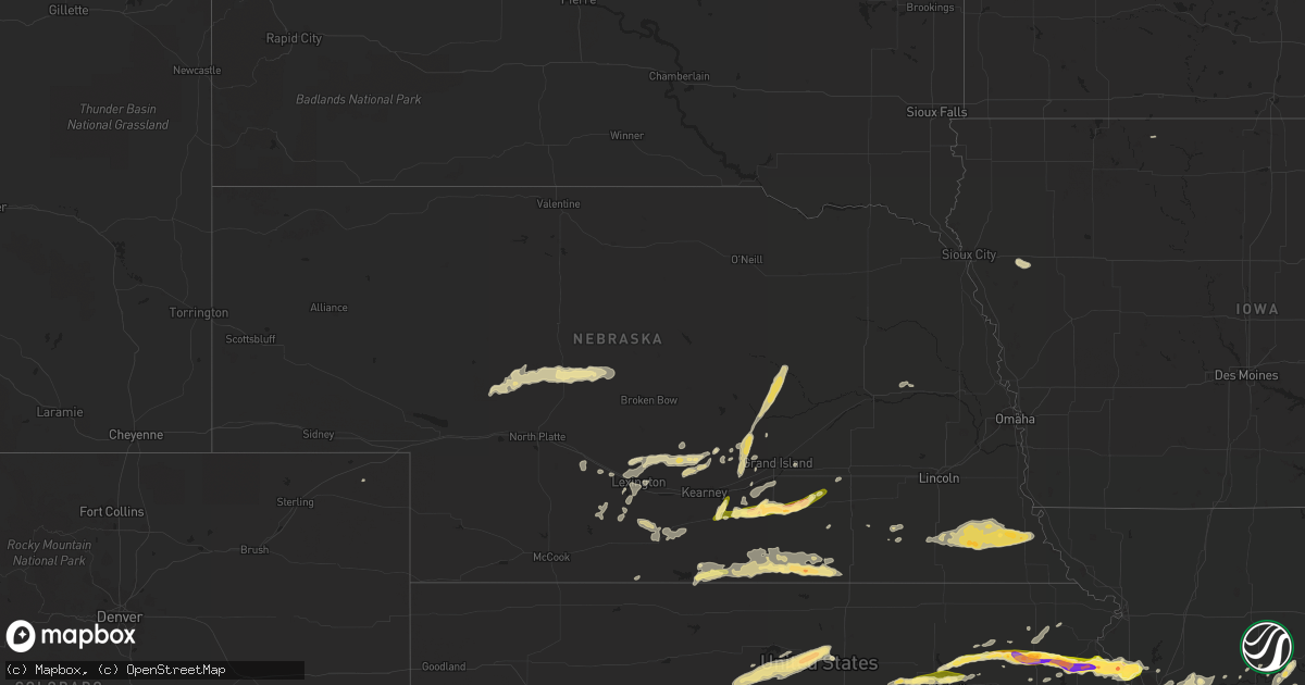 Hail map in Nebraska on October 1, 2014