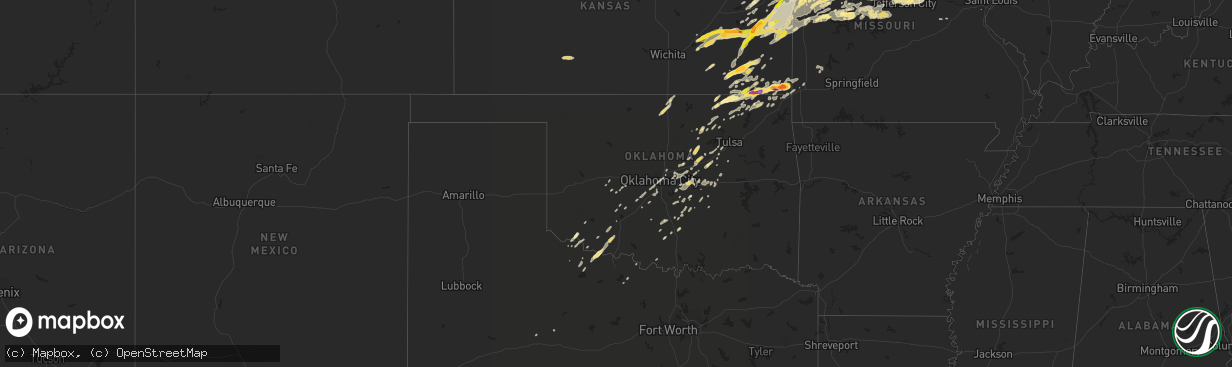 Hail map in Oklahoma on October 1, 2014