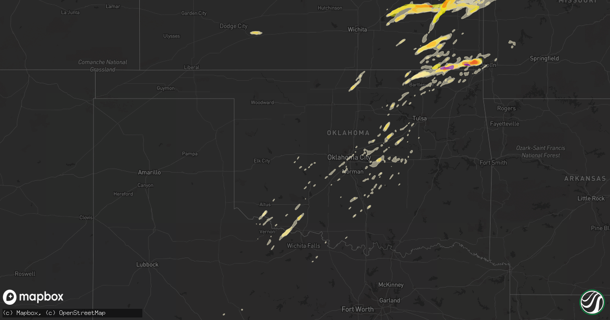 Hail map in Oklahoma on October 1, 2014