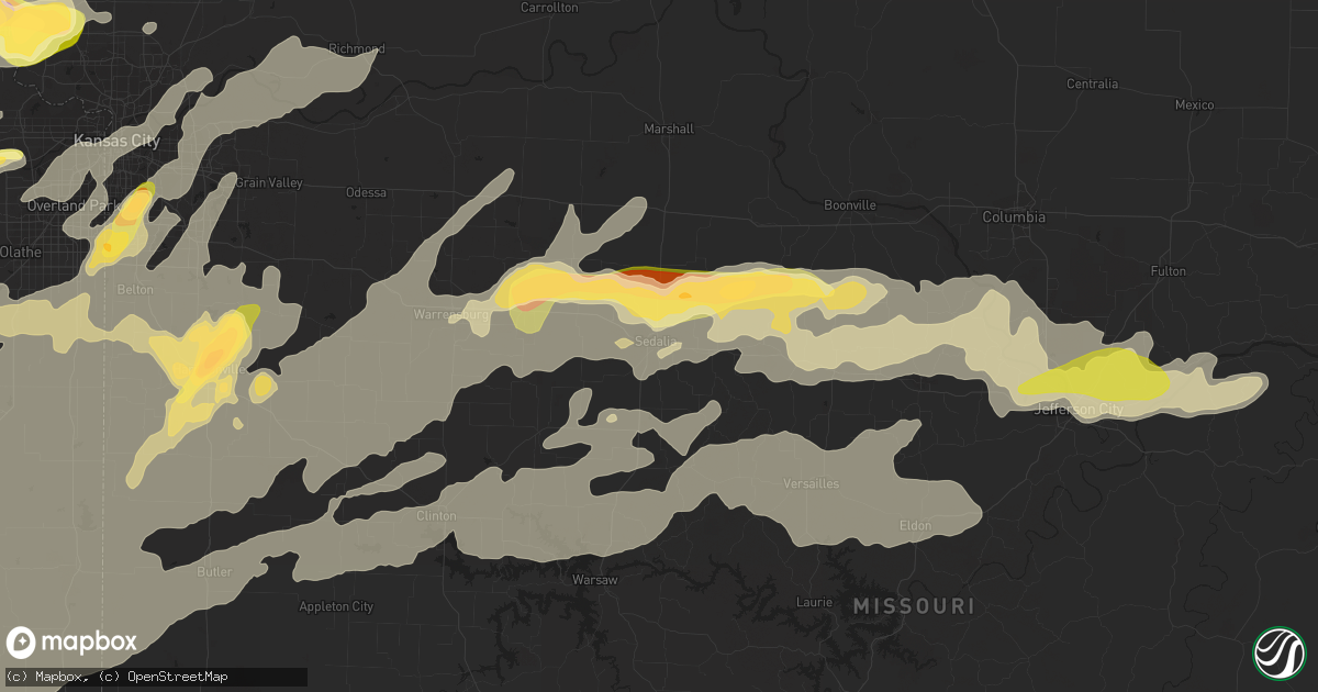 Hail map in Sedalia, MO on October 1, 2014