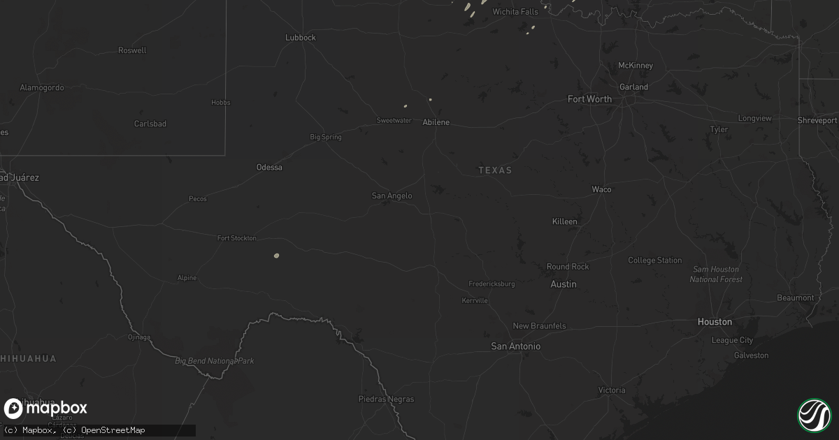 Hail map in Texas on October 1, 2014
