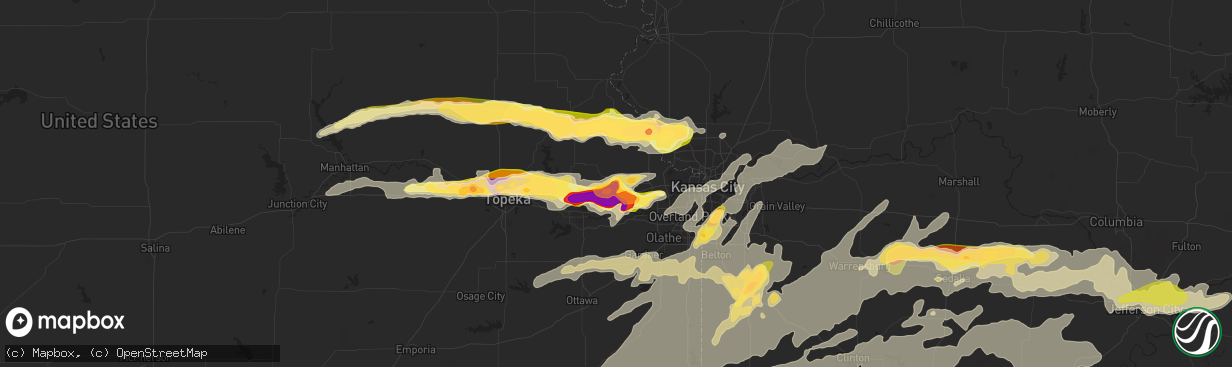 Hail map in Tonganoxie, KS on October 1, 2014