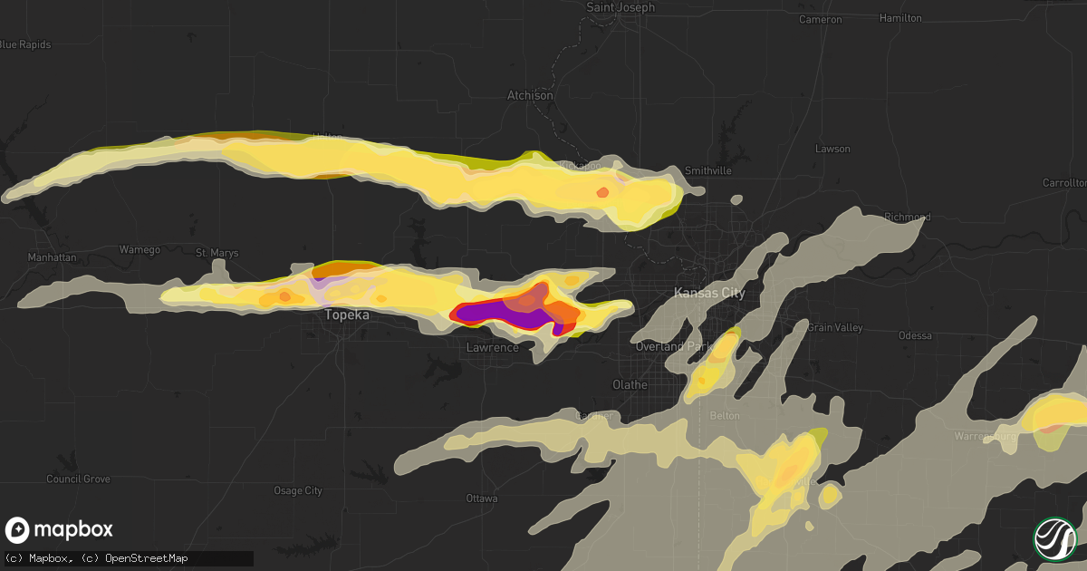Hail map in Tonganoxie, KS on October 1, 2014