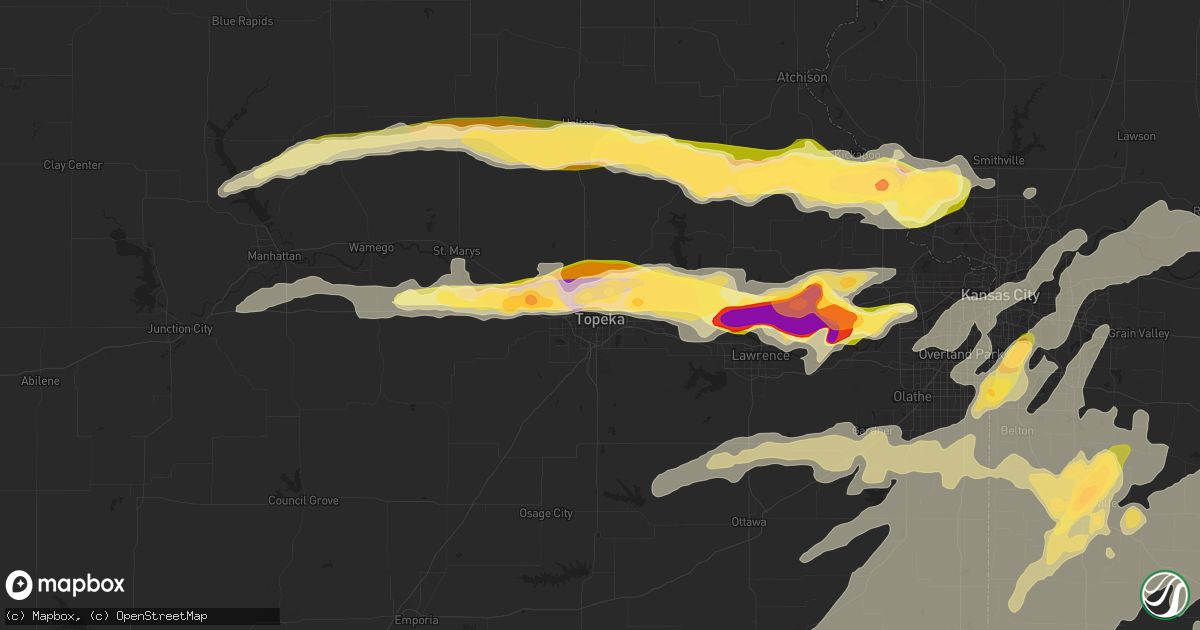 Hail map in Topeka, KS on October 1, 2014