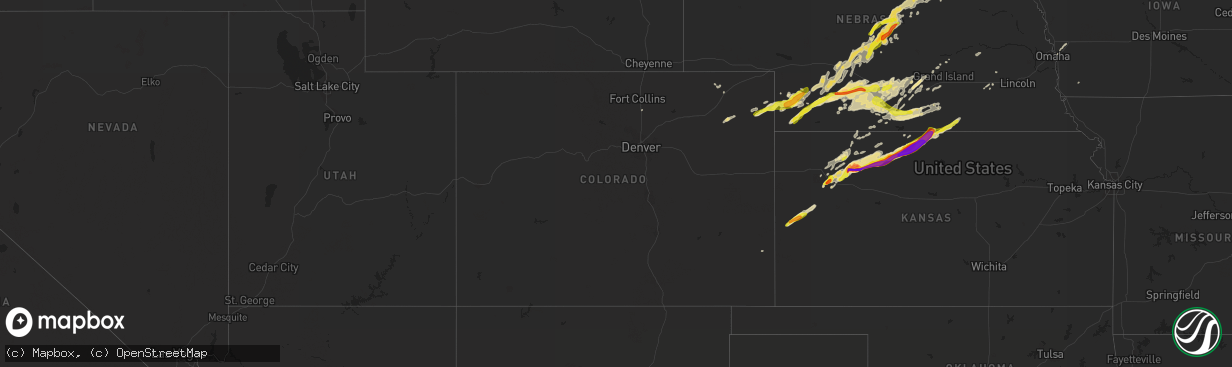 Hail map in Colorado on October 1, 2017