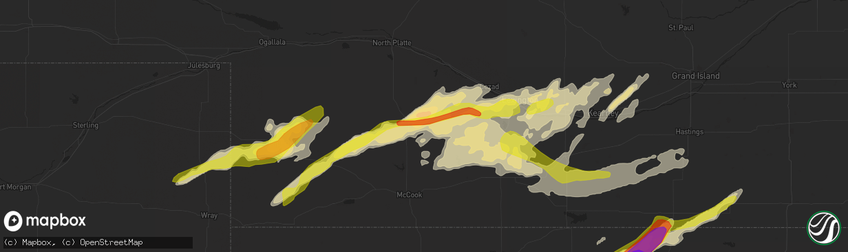 Hail map in Curtis, NE on October 1, 2017