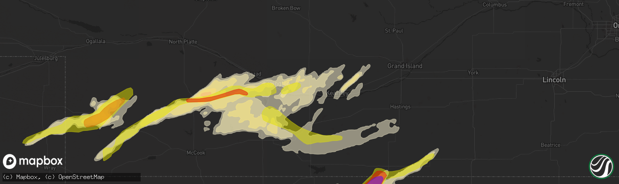 Hail map in Elm Creek, NE on October 1, 2017