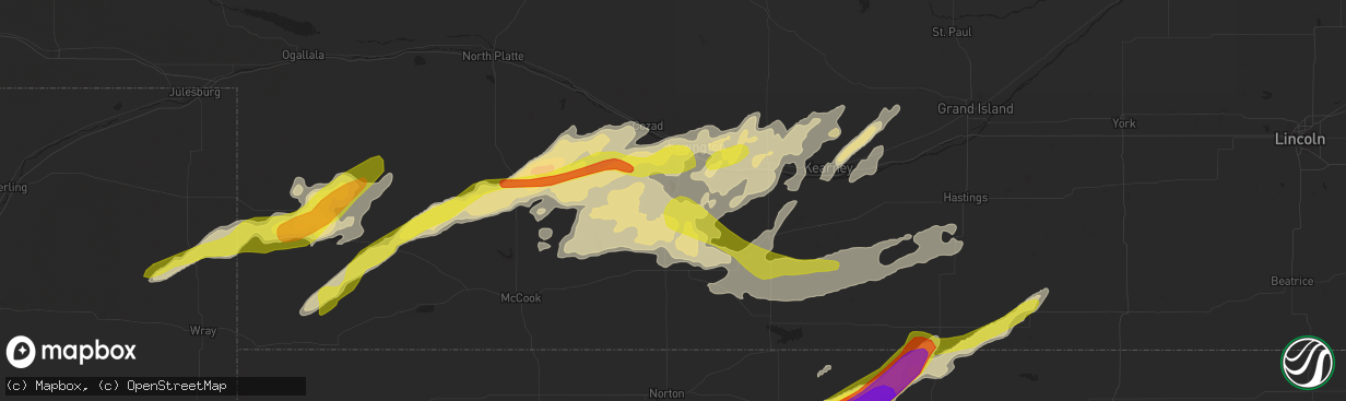 Hail map in Elwood, NE on October 1, 2017