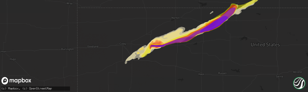 Hail map in Hoxie, KS on October 1, 2017