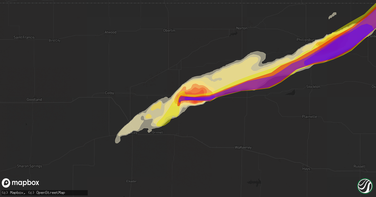 Hail map in Hoxie, KS on October 1, 2017