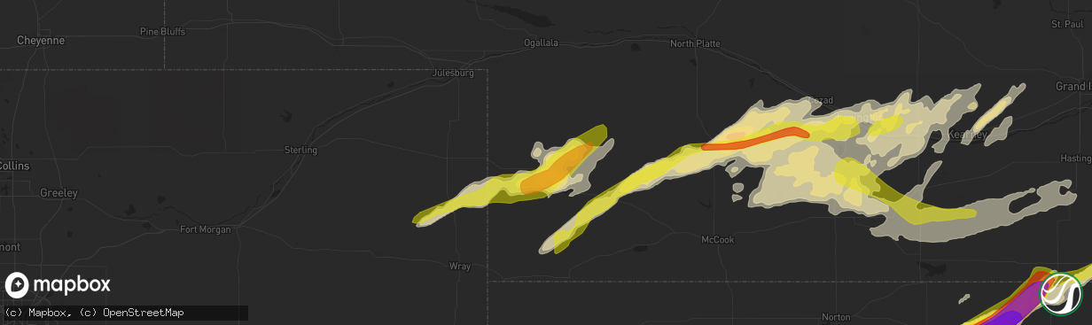 Hail map in Imperial, NE on October 1, 2017