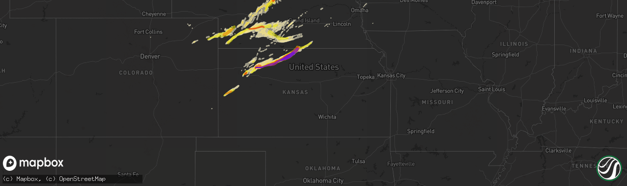 Hail map in Kansas on October 1, 2017