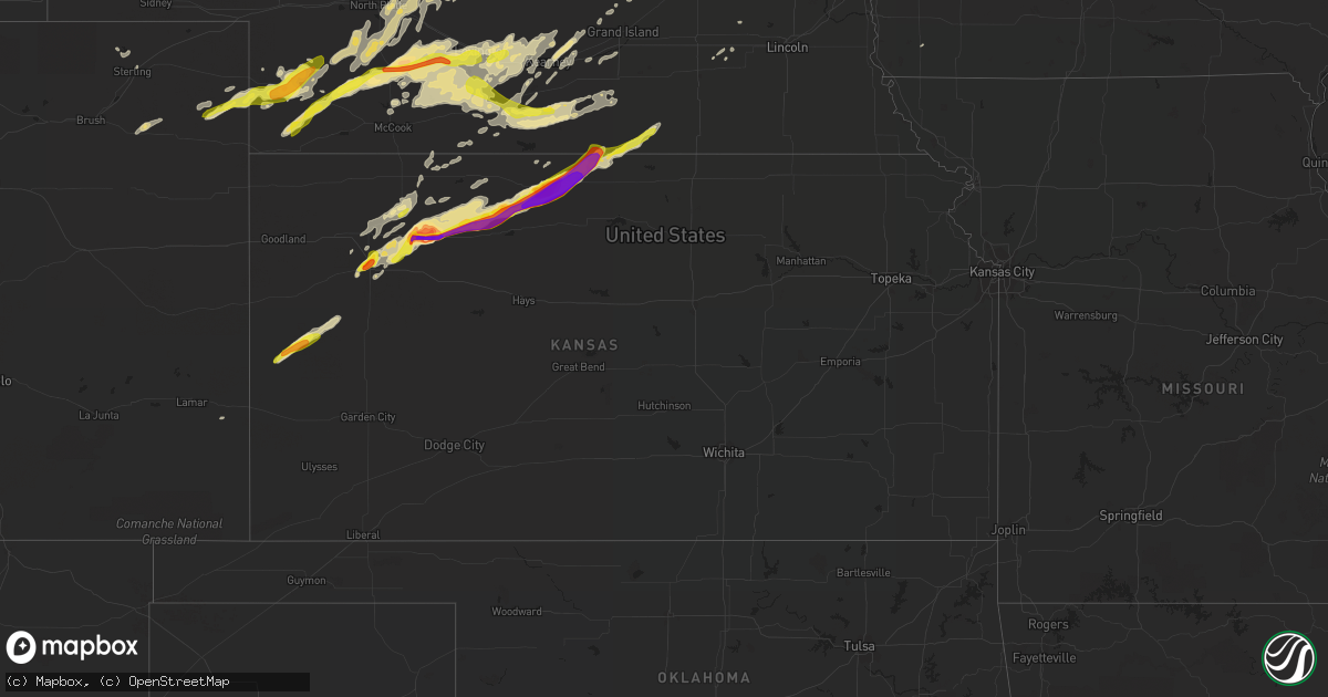 Hail map in Kansas on October 1, 2017