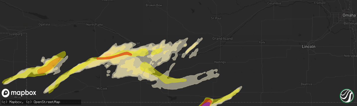 Hail map in Kearney, NE on October 1, 2017