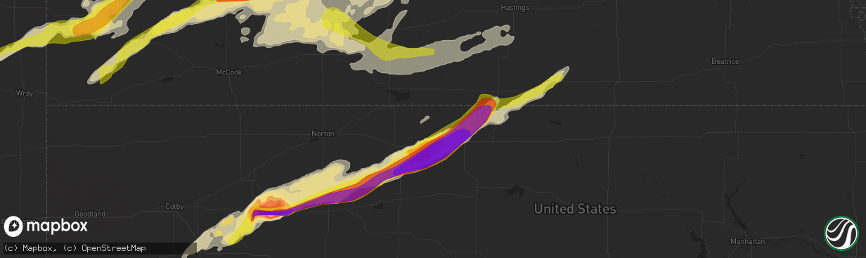 Hail map in Kensington, KS on October 1, 2017