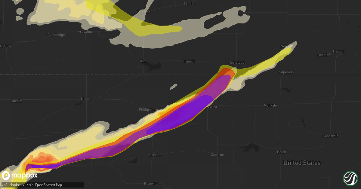 Hail map in Kensington, KS on October 1, 2017