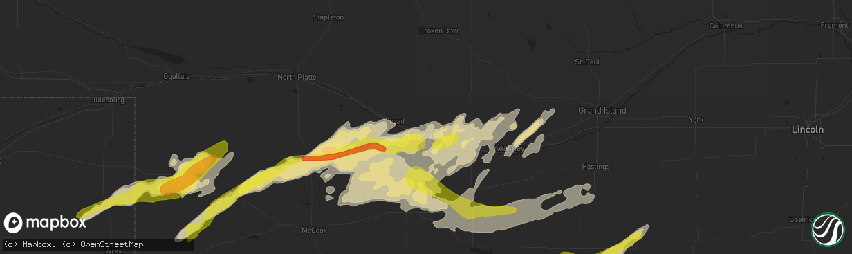 Hail map in Lexington, NE on October 1, 2017