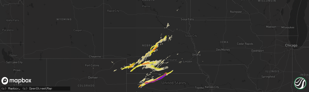 Hail map in Nebraska on October 1, 2017