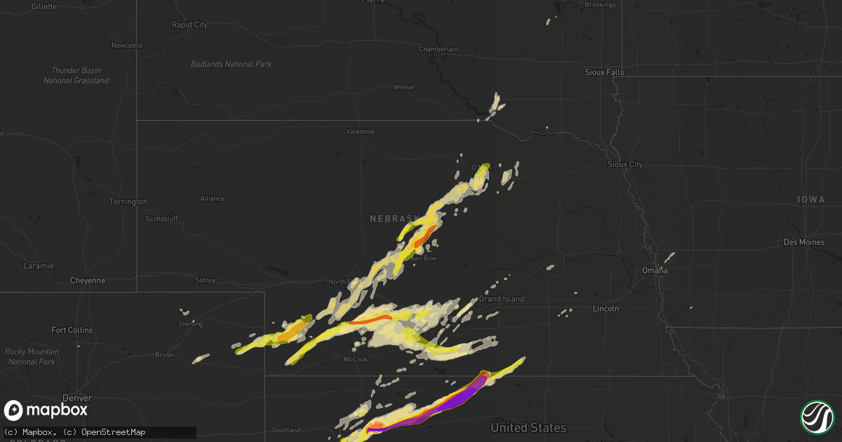Hail map in Nebraska on October 1, 2017
